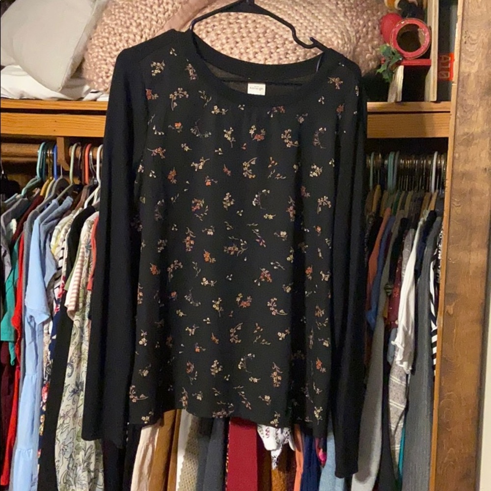 Black floral blouse